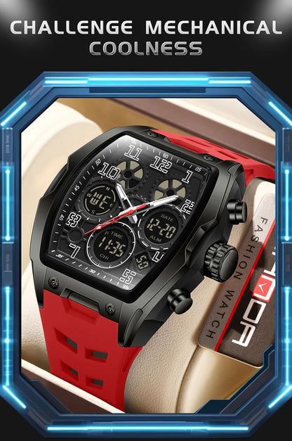 SADNA 6266 Popular Student Watch Wine Barrel Curved Mirror Alarm Clock Timer Waterproof Student Electronic Watch 2025