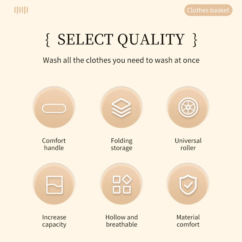 Foldable Laundry Baskets With Wheels Dirty Clothes Basket Large Capacity Cart Bathroom Multifunctional Storage Basket