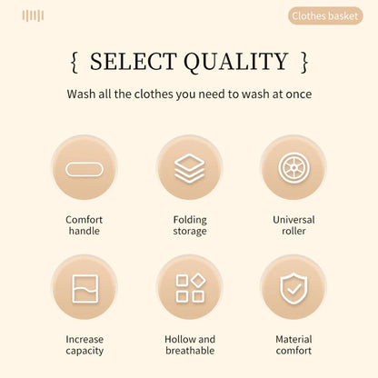 Foldable Laundry Baskets With Wheels Dirty Clothes Basket Large Capacity Cart Bathroom Multifunctional Storage Basket