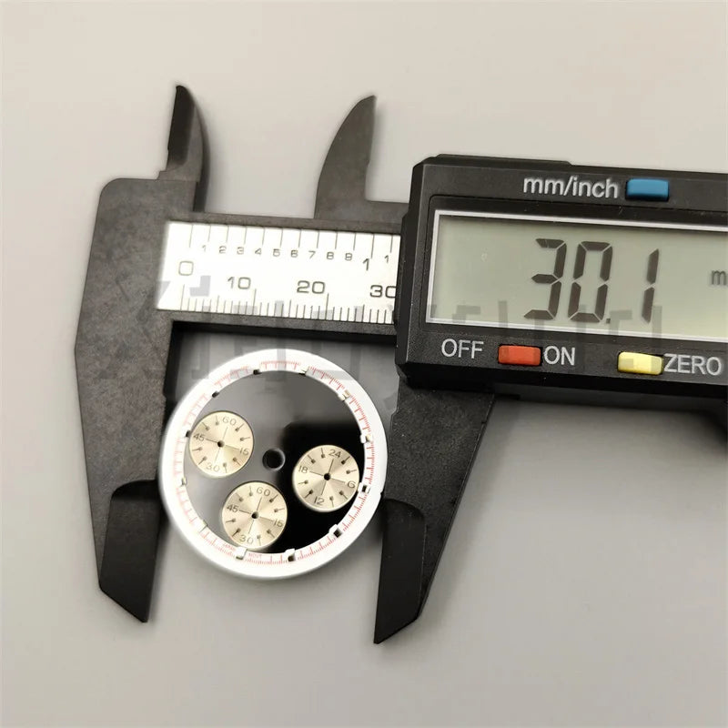 30mm/31.5mm Vk63 Chronograph Watch Dial With Hand Set Green Luminous Black White Red For VK63 Movement Watch Accessories Parts