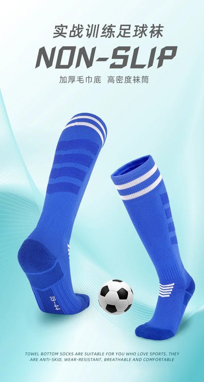 Towel Bottom Soccer Socks Breathable Knee High Training Long Stocking Adults Youths Kids Practical Competition Football Socks