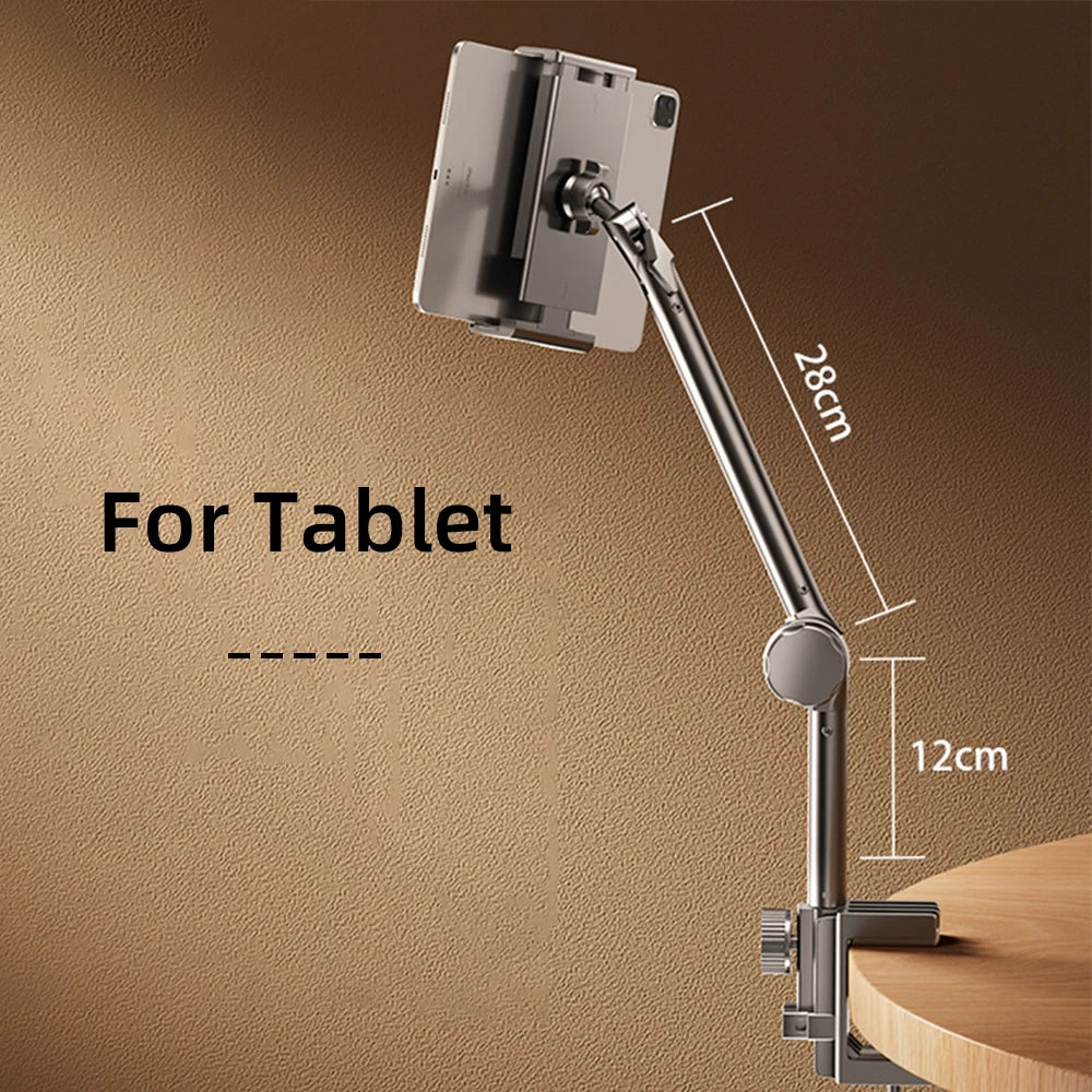 Tablet Holder iPad Desk Stand for 4~13In Phone Tablet with 360° Adjustable Foldable Metal Arm Tablet Bracket Holder