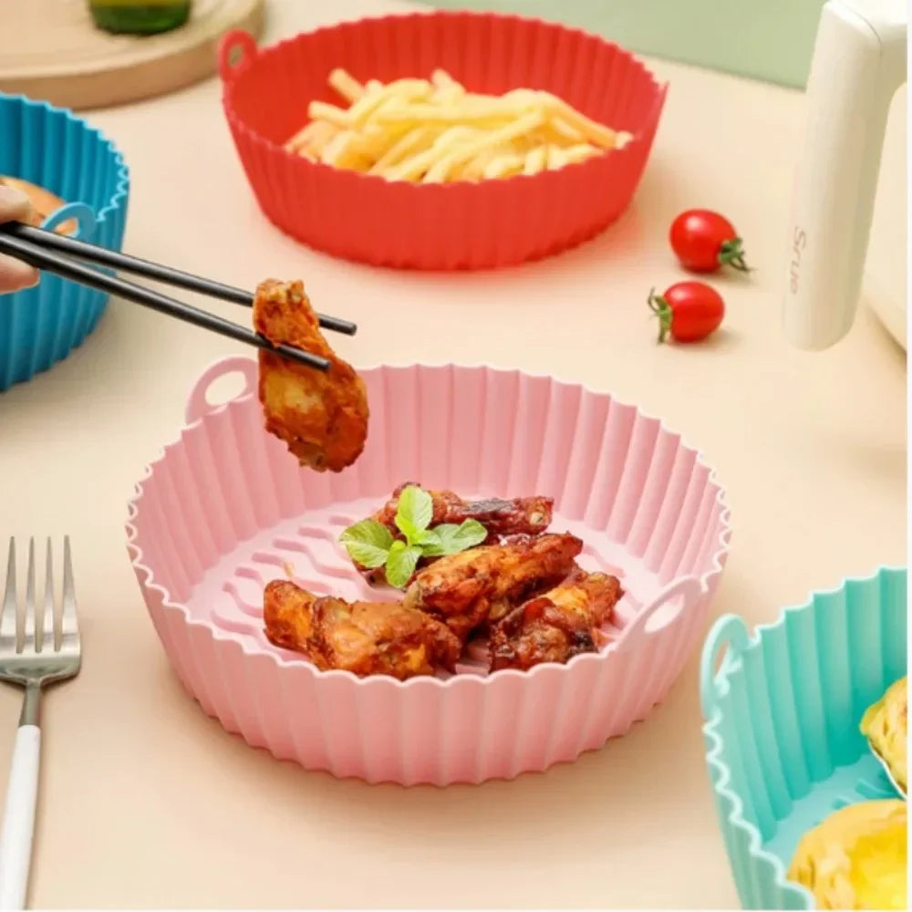 Air Fryer Liners Reusable Non-Stick Silicone Round Square Baking Tray Molds for Airfryer Oven Baking Basket Accessories