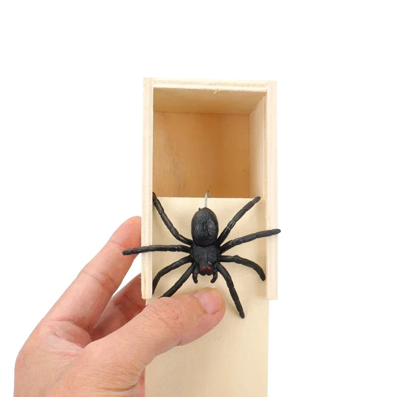 Funny Spider Jump Scare Box - Wooden Prank Toy for Office & Friends - Hilarious Trick Gadget for Jokes & Gags
