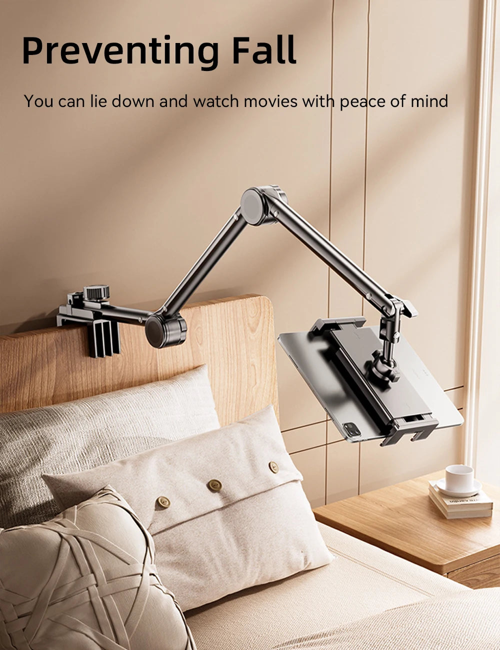 Tablet Holder iPad Desk Stand for 4~13In Phone Tablet with 360° Adjustable Foldable Metal Arm Tablet Bracket Holder