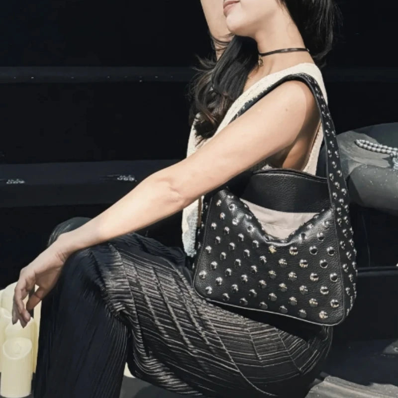 Studded Purses Y2k Shoulder Bag Punk Women Small Shouder Purse Vegan Leather Designer Handbags Streetwear