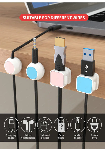 Magnetic Cord Organizer Cable Smooth Adjustable Easy Secure Cable Management Wire Holder Keeper Organizer 4Pcs