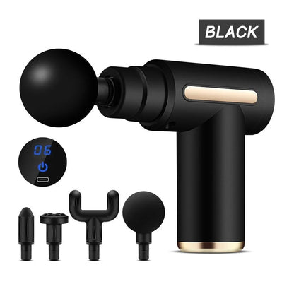 Portable Fascial Massage Gun Electric Percussion Pistol Massager Body Relaxation With LED Touch Screen 4Replaceable Massage Head