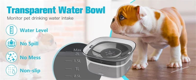 2L Dog Water Bowls Pet  Floating Drinking Bowls Cat Anti Wet Mouth Anti Splash Large Capacity Drinker For Small Mid Large Dog