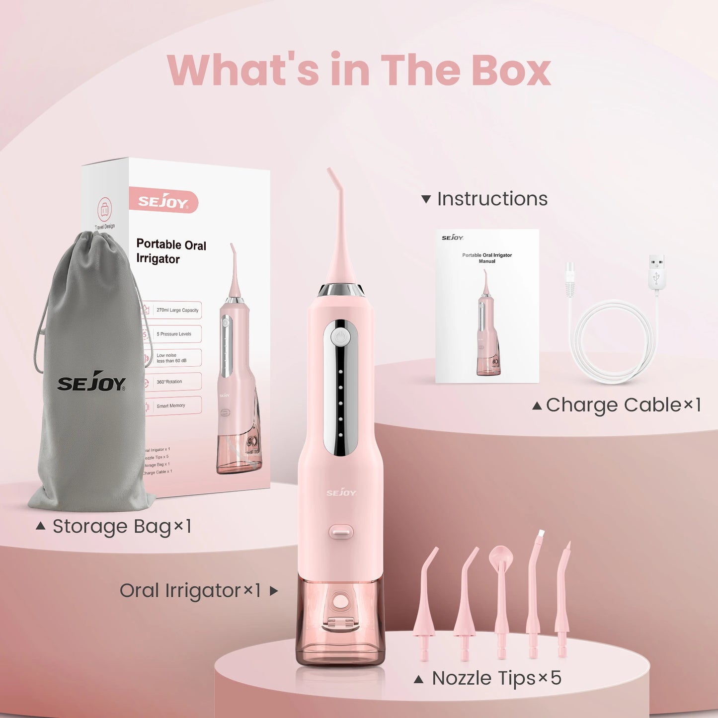 SEJOY Water Flosser for Teeth Irrigator Teeth Whitening Tool Portable Water Pick Personal Care Appliances Dental Teeth Cleaner