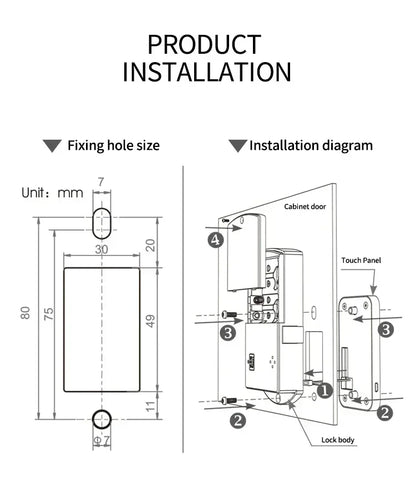 Home  Screen Cabinet Lock Digital Electronic Password Aluminum Sliding Door Security Bar Anti-theft Card Keypad Keyless Bolt