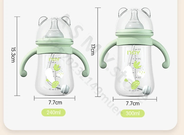Newborn bottle/Big baby bottle/Handle anti bloating and anti falling baby bottle/Used by babies over 6 months old