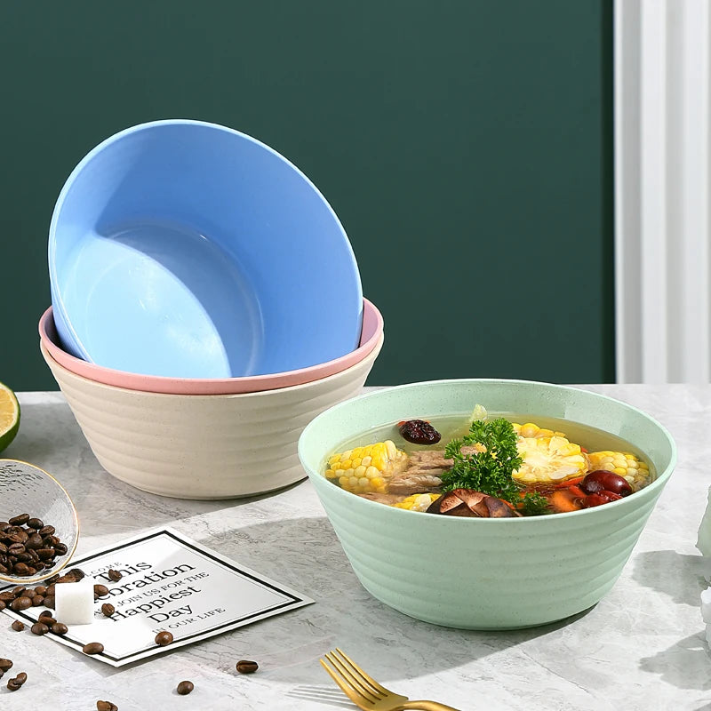 Reusable Cereal Bowls Environmental Wheat Straw Soup Bowls Lightweight Food Grade Plastic Rice Salad Bowl Dinnerware