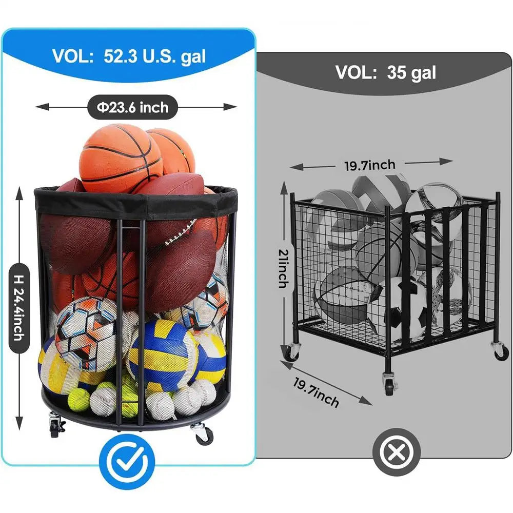 Outdoor Ball Storage Sports Ball Storage Portable Organizer Box Large Capacity Net Container for Garage Deck Outdoor Garden