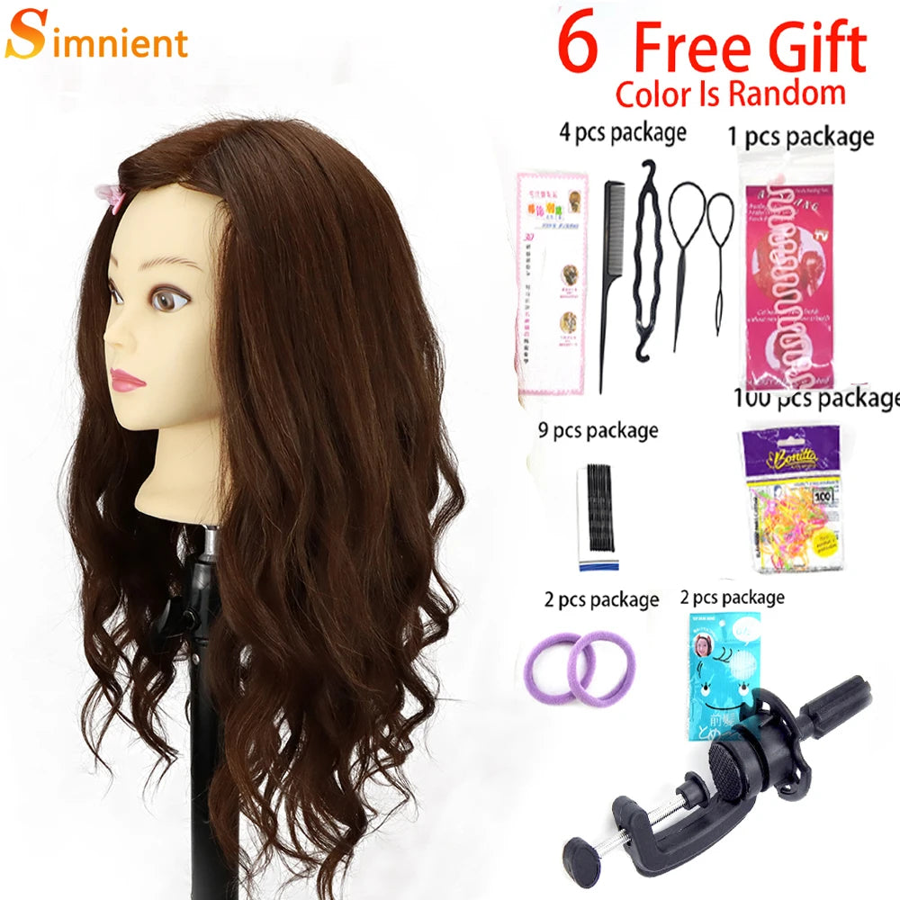 Cosmetology Mannequin Head With 25” 80% Real Hair For Braiding Hair Styling Training Head With Gift Hairdressing Salon Display
