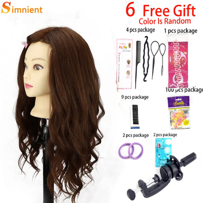 Cosmetology Mannequin Head With 25” 80% Real Hair For Braiding Hair Styling Training Head With Gift Hairdressing Salon Display
