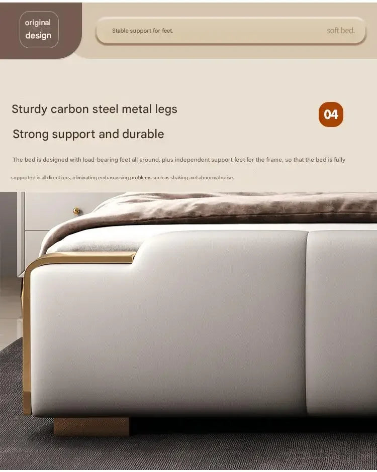 Italian Luxury Beds Leather Modern Simple Storage Beds Queen White Bedroom Double Somieres Marcos De Cama Bedroom Furniture