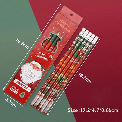 Christmas gift cartoon cute 6 HB pencil set with eraser box office cultural and educational supplies