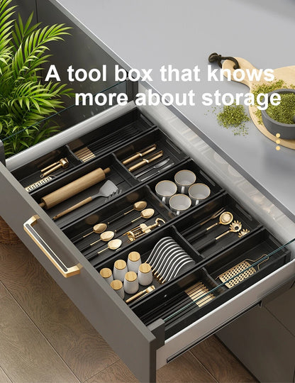 Utensil Drawer Organizer Kitchen Utensil Cutlery Tray Expandable Drawer Storage Retractable Under Cabinet Dish Drying Rack Shelf