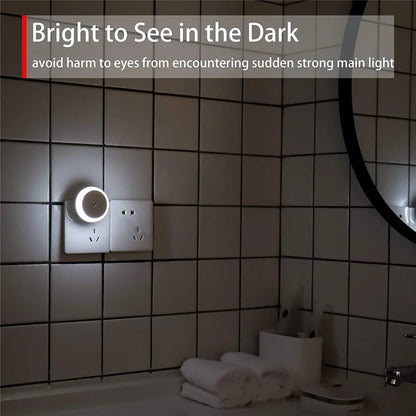 LED Night Light Smart Night Sensor Round Plug in Wall Night Lamp Bathroom Home Kitchen Hallway Staireway Bedroom Nightlight