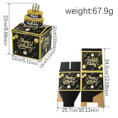 1pcs Birthday Cash Pull Gift Box Money Pulling Box Cash Gift Box Cash Black Money Clip Funny Surprise Birthday Cake Decor