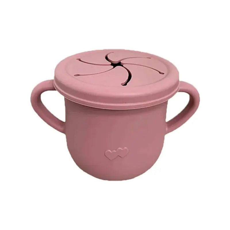 Silicone Baby Snack Cup Kids Solid Color Silicone Food Box Baby Portable Baby Snack Container with Baby Cup Lid