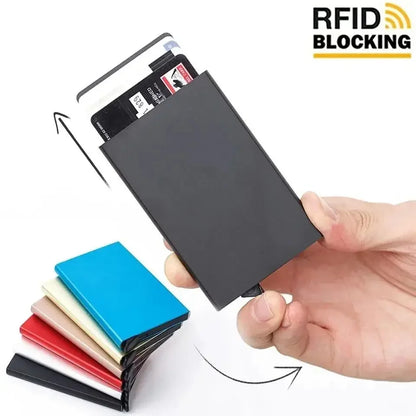 Anti Rfid Blocking Smart Wallet for Men Women ID Bank Credit Card Holder Metal Thin Slim Women Wallets Pop Up Minimalist Purse
