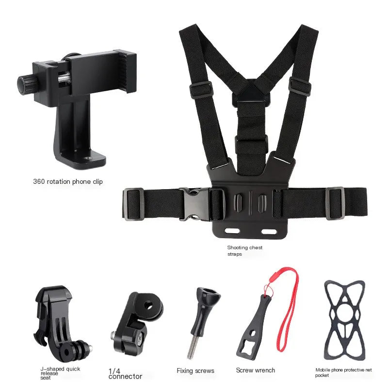 Chest Strap Mobile Phone Holder With Fixed Shoulder Neck Strap For Universal Smartphone First Person Video Shooting Living