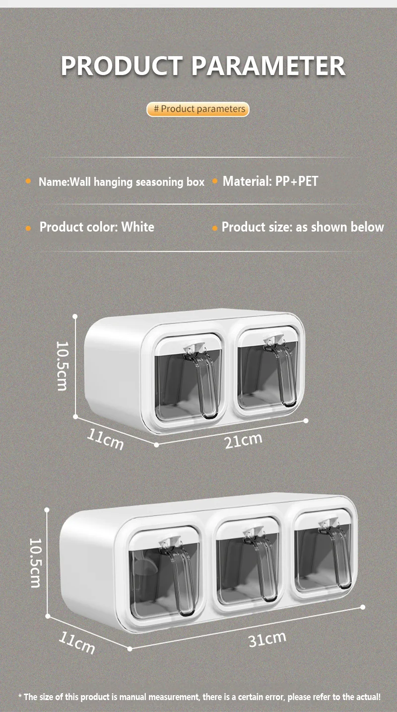 Kitchen Seasoning Box Wall Mounted Organizer Boxes Condiment Door Storage and Organization Jars for Spices Home Gadgets & Garden