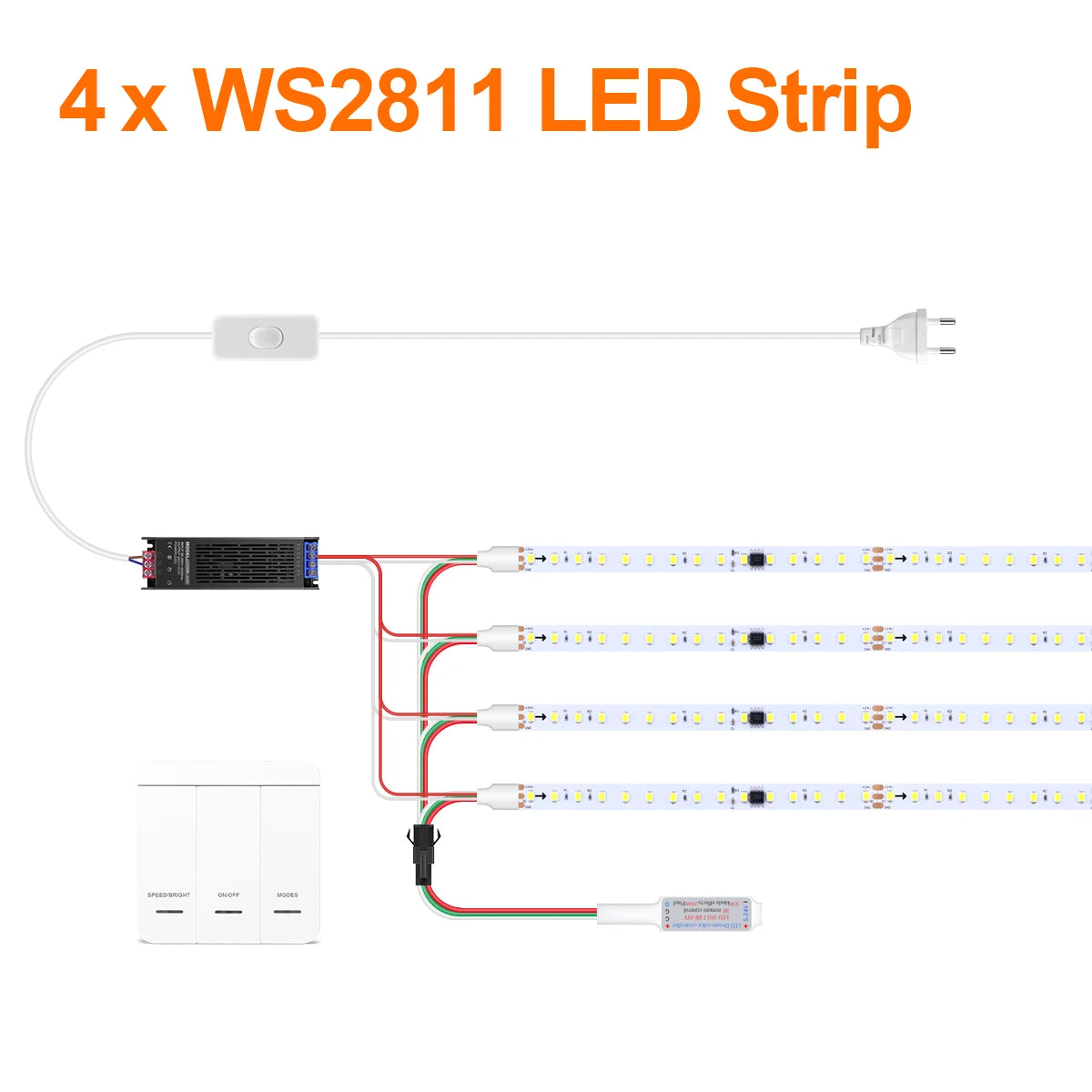 Smart WS2811 IC LED Strip Light Horse Running Chasing Effect Individual Pixel LED Addressable Control With Remote Panel Switch