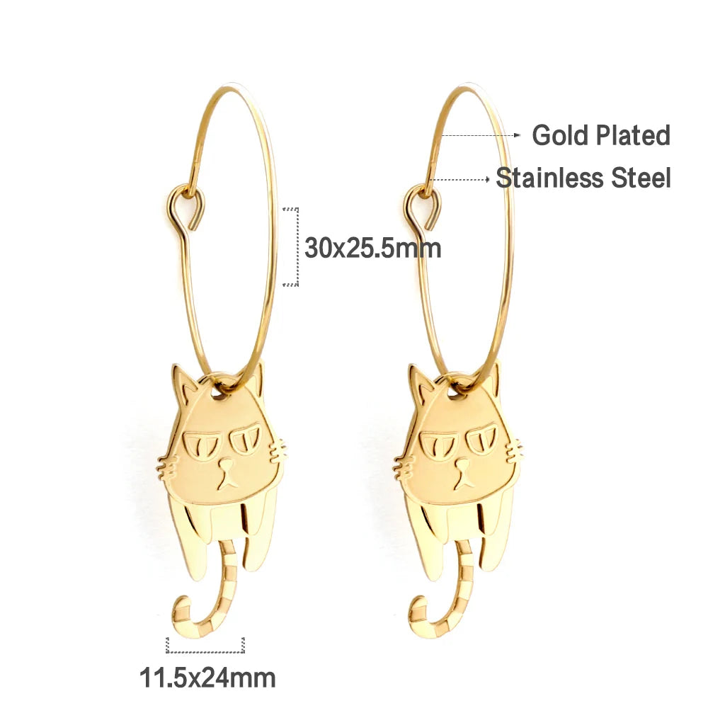 LUXUSTEEL Golden Heart style Women's Hoop Earrings Stainless Steel Female Earring Flower Star Drop Ear ring Jewelry Gifts