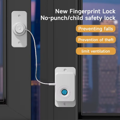 Rechargeable Fingerprint Lock Child Safety Lock Cabinet Fridge Drawer Door Lock Stainless Steel Cable Protection Home Security