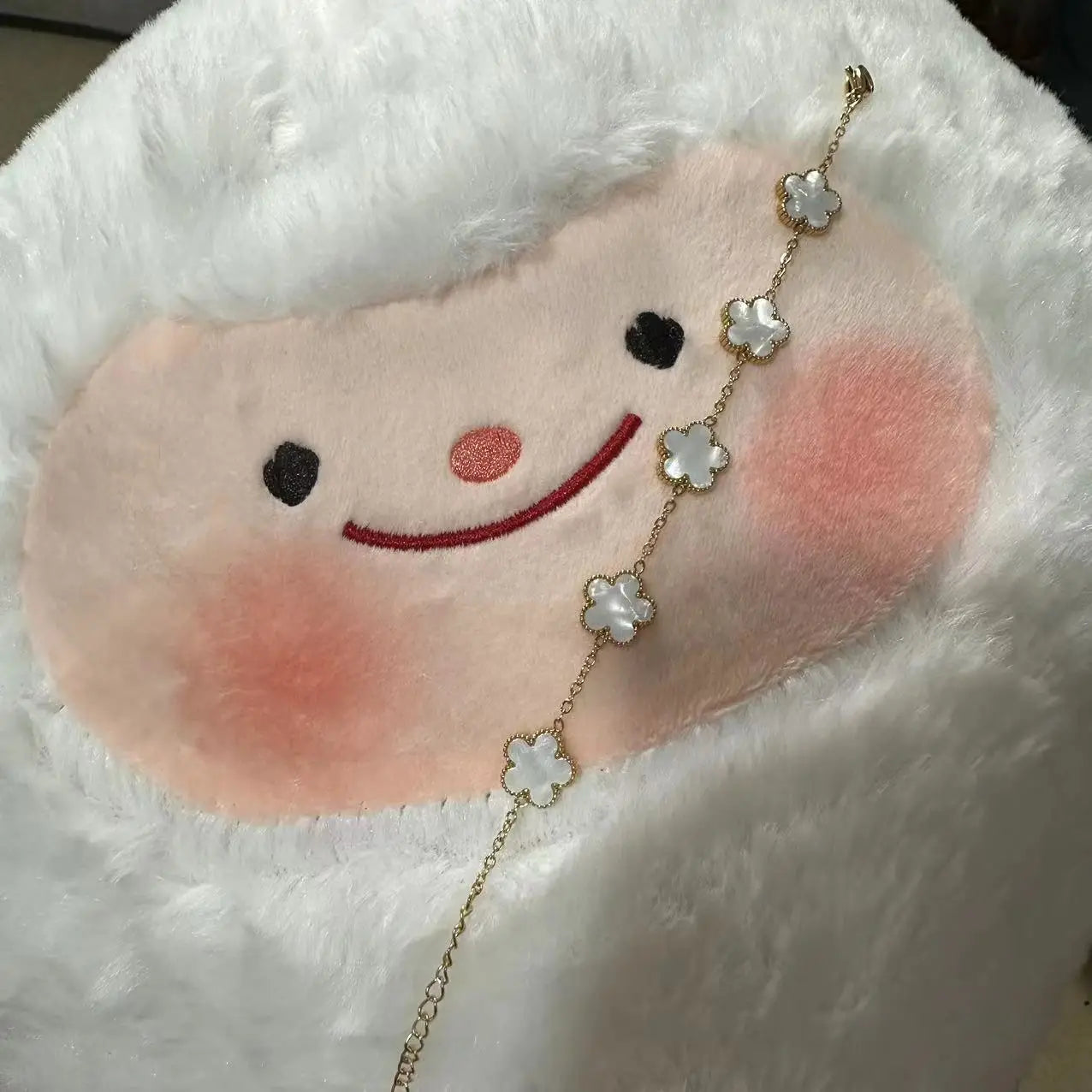 Silver Color New Design Plant Five Leaf Flower Bracelet Single sided Plum Blossom Stainless Steel Jewelry Women's Clover