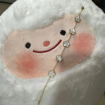 Silver Color New Design Plant Five Leaf Flower Bracelet Single sided Plum Blossom Stainless Steel Jewelry Women's Clover