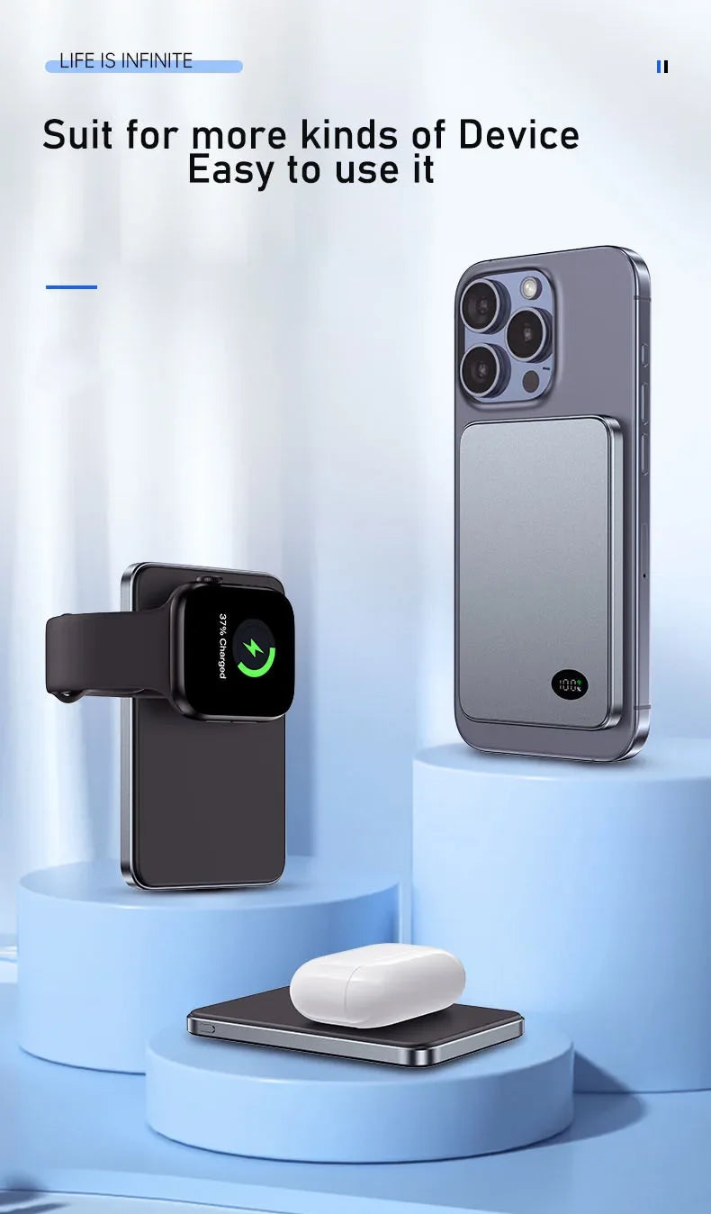 Wireless Magnetic Power Bank 10000mAh External Battery Mini PowerBank with Digital for Magsafe IPhone 15 14 13 12 11 Poverbank