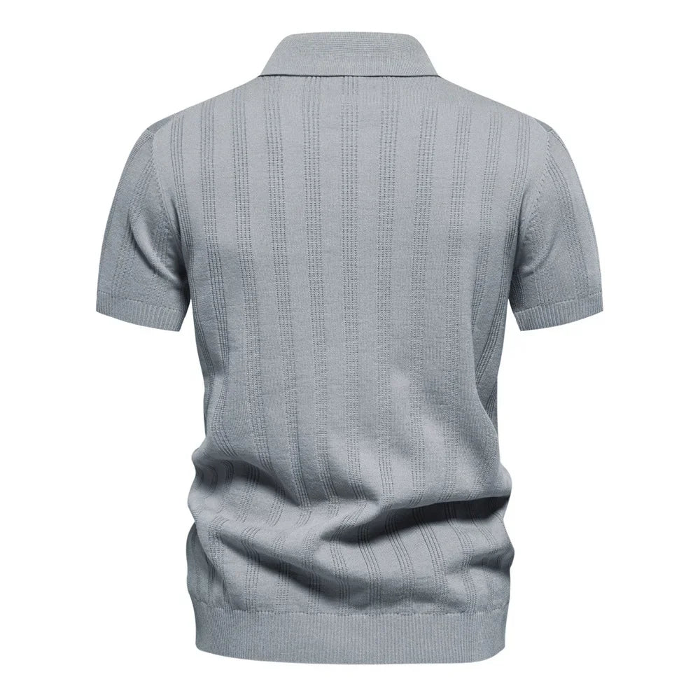 Spring/Summer New Mens T-shirt Woolen Polo Knitwear Short Sleeved Lapel Casual Top for Men
