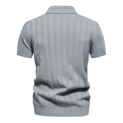 Spring/Summer New Mens T-shirt Woolen Polo Knitwear Short Sleeved Lapel Casual Top for Men