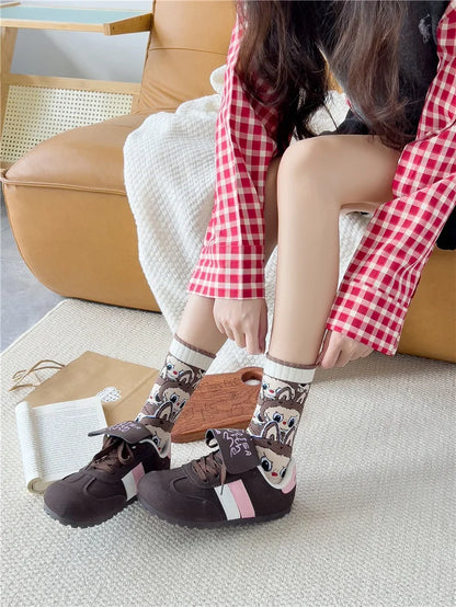 Labubu Mid Length Socks for Children Versatile Couples Trendy College Style Anime and Cartoon Department Labubu Cloth Long Socks