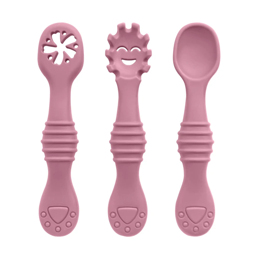 3Pcs/Set Mother Kids Baby Silicone Spoon Fork Bebeb Feeding Food Baby Stuff Toddler Learn To Eat Training Baby Items