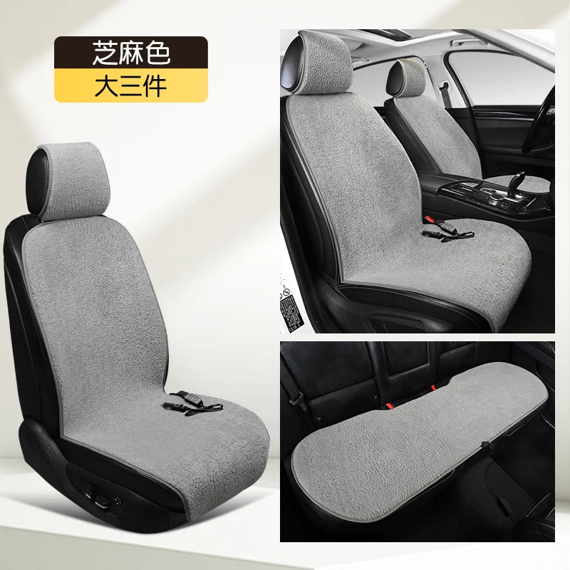2023 New Car Heated Seat Cushion Made of Lamb Fleece Material, Comfortable and Warm, Suitable for Single Seat, Double Seat, and
