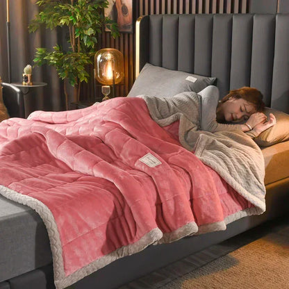 Milk Fleece Autumn Winter Warm Weighted Blankets for Beds European Thickened Beibei Velvet Throw Blanket Warmth Quilt Comforter