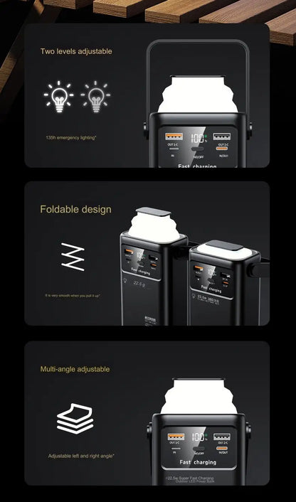 Portable outdoor emergency Power banks smartphone Backup Power 50000mah with built-in cable Powerbank 50000mah camping light