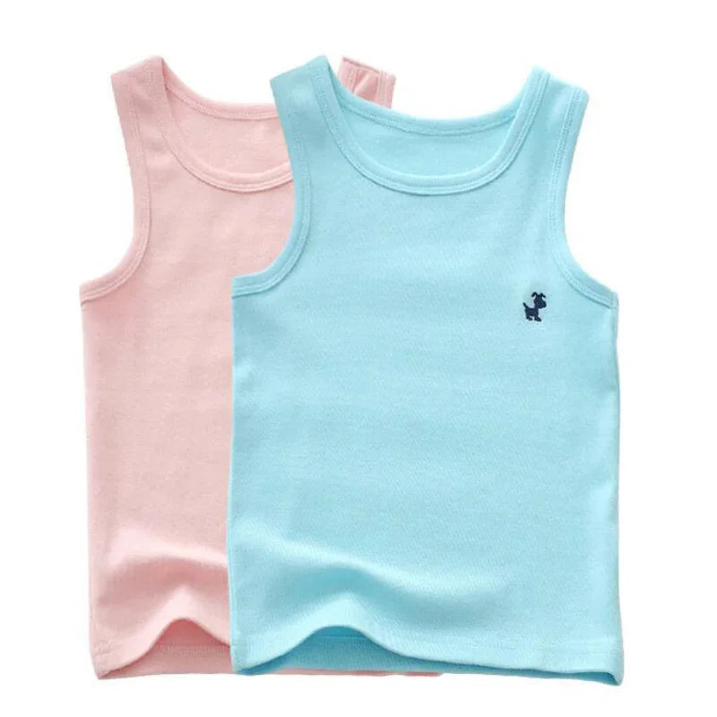 Fashion Children T-shirts for Girls Candy Color Baby Boys Graphic Tee Cotton Vest Tops Kids Summer Clothes Sleeveless T-Shirt