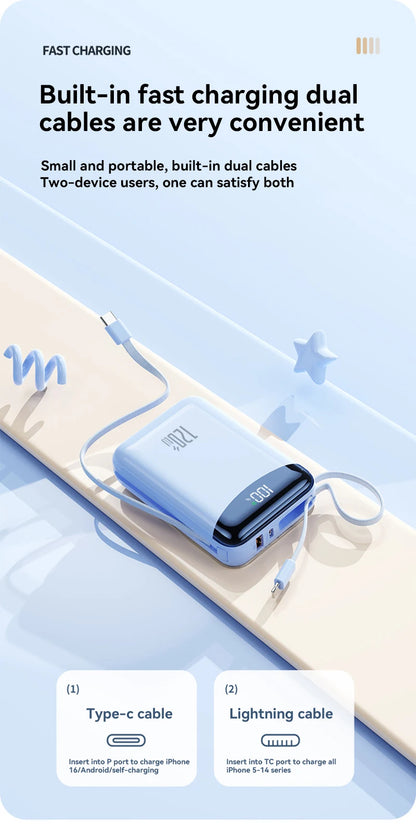 120W Power Bank With Charging Cables 100000mah Large Capacity Portable External Battery For Multi Phones Emergency Supply