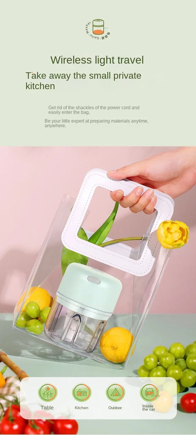Electric Garlic Chopper Portable Veggie Chopper with 100 ml Spoon Garlic Grinder Masher Onion Chopper Blender to Vegetable