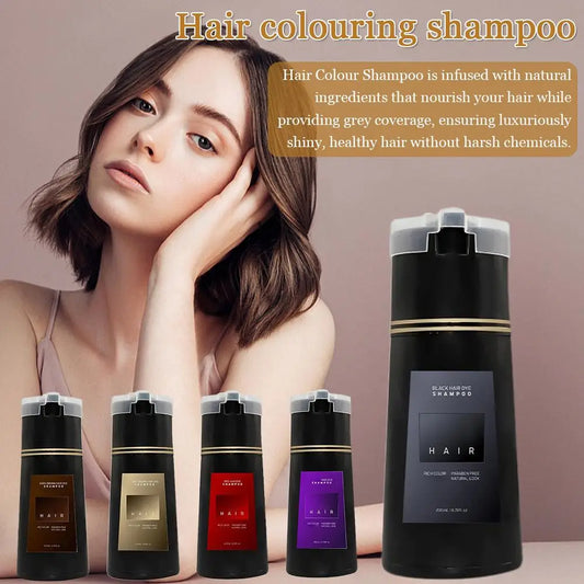 200ML Hair Coloring Shampoo Dye Shampoo For Covering Gray White Shampoo Black Brown Purple Hair Colouring Shampoo Hair Care