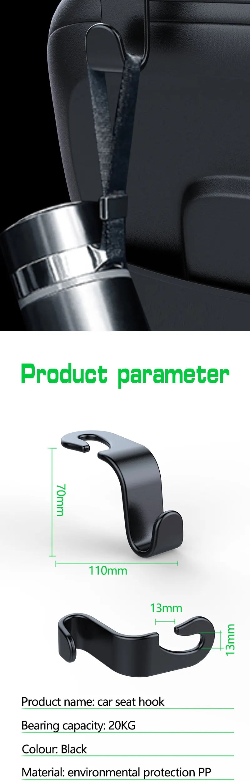 Seat Back Headrest Purse Hanging Hook Car Hanger Storage Baby Accessories Round Head Shape Car Hook