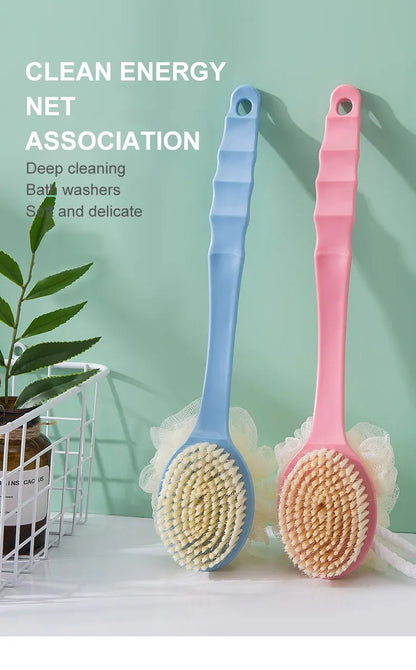 Bath Artifact of Bath BrushBack Belt with Bath Flower Ball Brush for Rub Bath Towel Long Handle Rub Mud Soft Hair Bath Brush