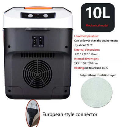 10L Car Refrigerator Mini Fridge Vehicle And Home Use Dormitory Truck Cold And Hot Dual-Use Temperature Control Digital Display