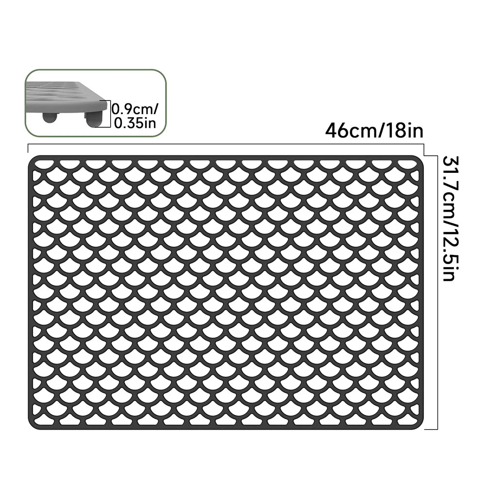 Anti Slip Silicone Sink Mat Essential Kitchen Accessory for Protecting Dishes and Reducing Noise in Center Drain Sinks